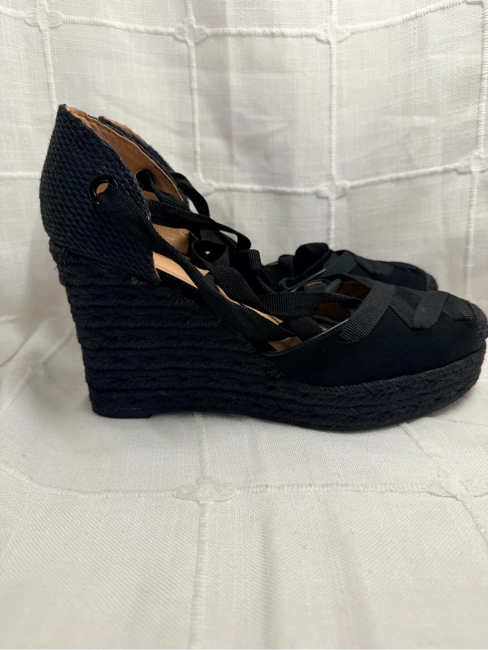 INC Merryy Black Espadrille Wedge Sandals Size 9M NEW